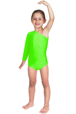 BODY DANZA LYCRA MONOSPALLA MANICA LUNGA VERDE BABY